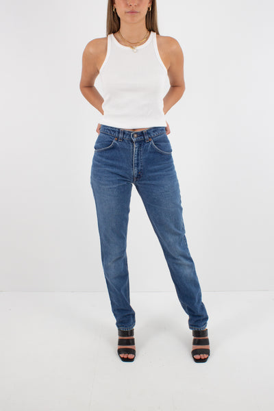 Levis Jeans - Orange Tab - Mid Rise - Tapered Leg - in Dark Blue Wash - Size 27" / XS-S