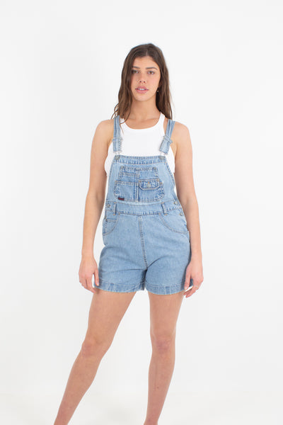 Light Blue Denim Overalls - Cuffed Hem - Size S