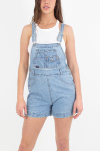 Light Blue Denim Overalls - Cuffed Hem - Size S