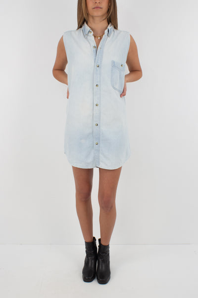 Light Blue Denim Shirt Dress - Size XS/S