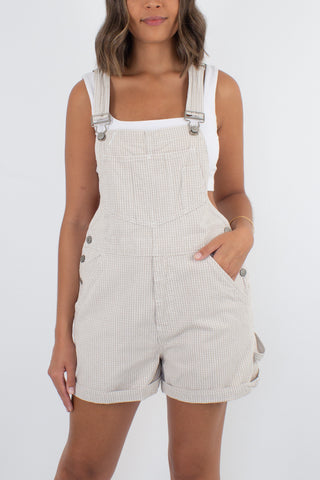 Light Brown & White Check Overalls - 2 Sizes S & M