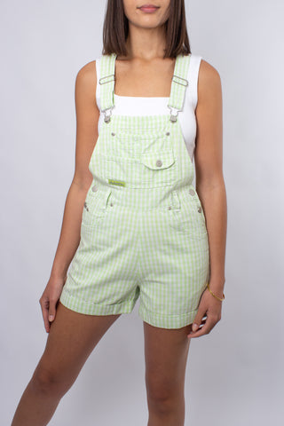 Lime Green & White Check Overalls - Size XS