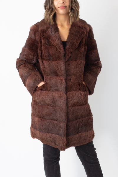 Mahogany Mid Length Fur Coat - Size S/M