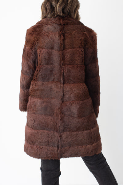 Mahogany Mid Length Fur Coat - Size S/M