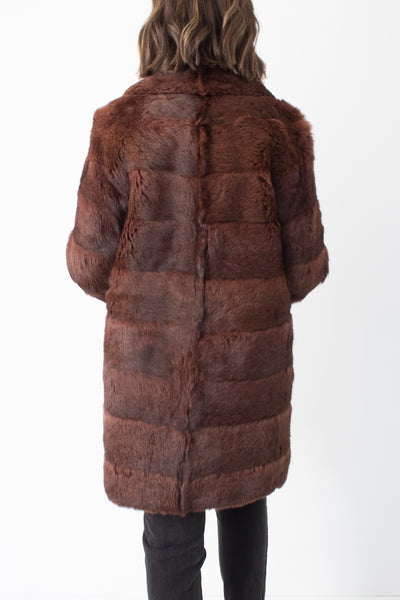 Mahogany Mid Length Fur Coat - Size S/M