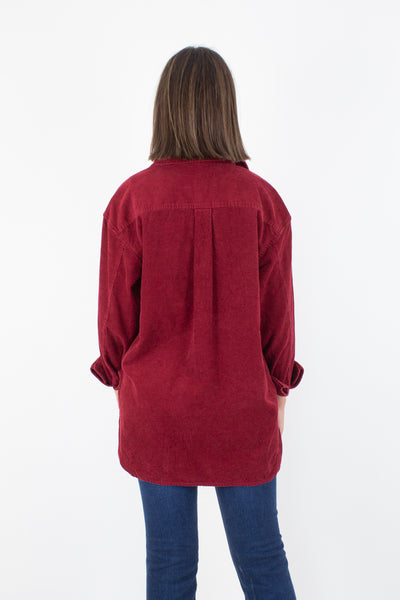 Maroon Cord 1/2 Zip Jacket - Unisex - M/L