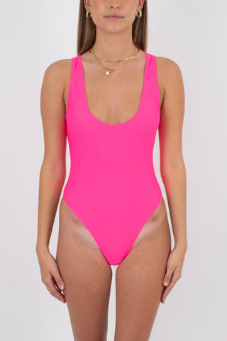 80s/90s Neon Pink One Piece Swimsuit | New Unworn - 2 Sizes S & M