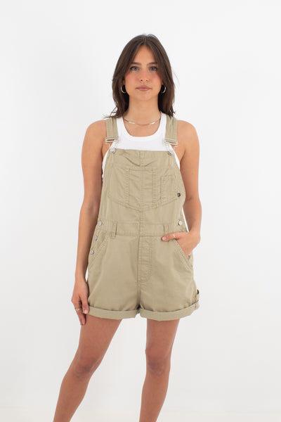 Dark Beige Denim Overalls - No Boundaries - Size S