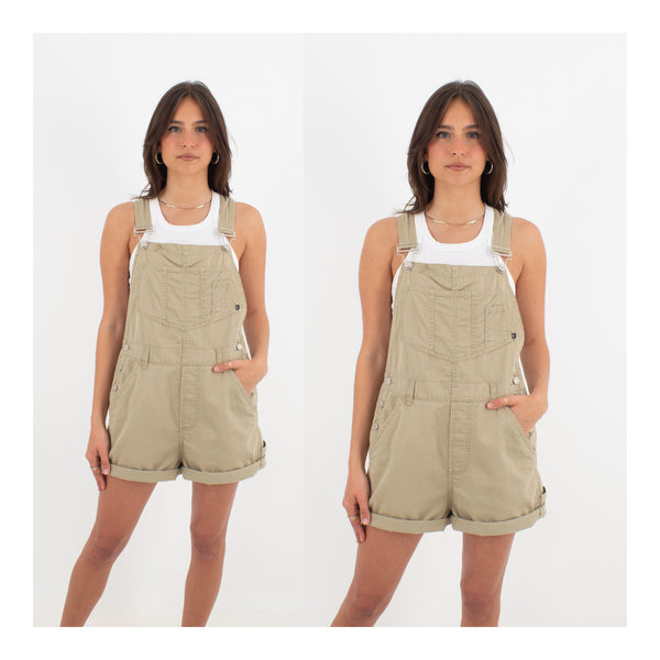 Dark Beige Denim Overalls - No Boundaries - Size S