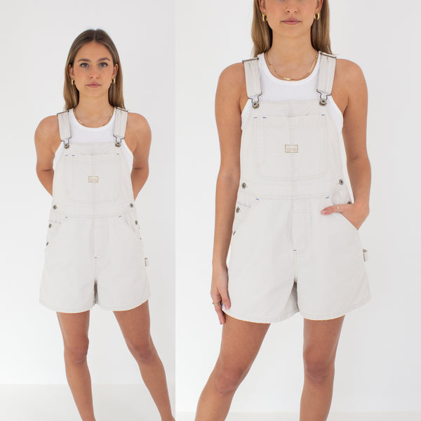 Light Beige Short Denim Overalls - Old Navy (#ONB) - 2 Sizes S & M