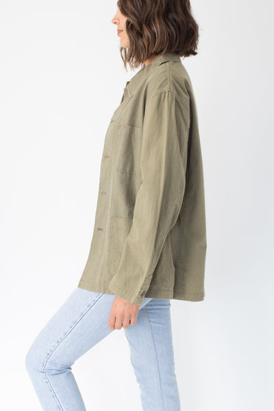 Khaki Linen Jacket - Size XS/S/M
