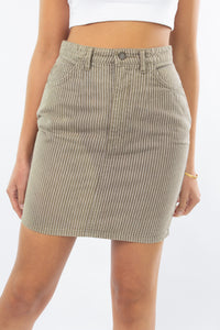 Olive Green Striped Denim Skirt - Size S / 27"