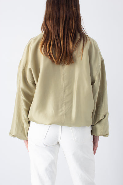 Pale Green Silk Bomber Jacket - Free Size