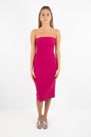 Y2K Strapless Pink Midi Tube Dress - Size XXS/XS