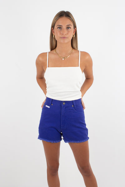 High Waist Purple Denim Shorts - Deadstock - 3 Sizes XXS & XS & S