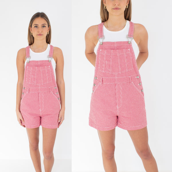 Red & White Gingham Check Overalls - No Boundaries - 4 Sizes XS, S, M & L