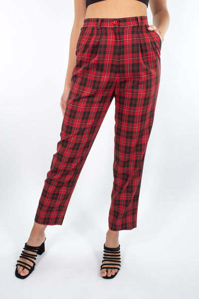Red & Black Ginham Check Pant - Size XS/S 25"-27"