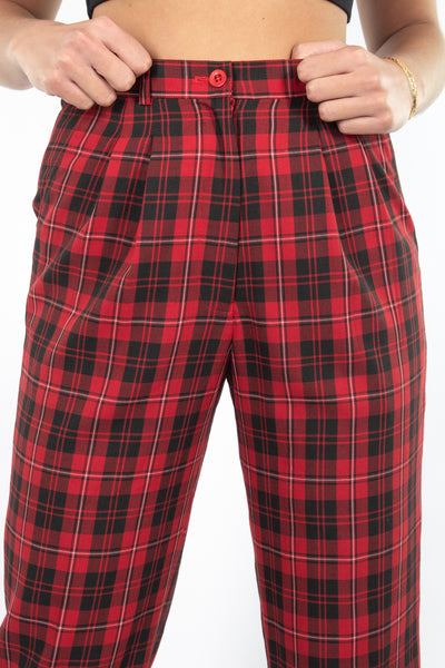 Red & Black Ginham Check Pant - Size XS/S 25"-27"
