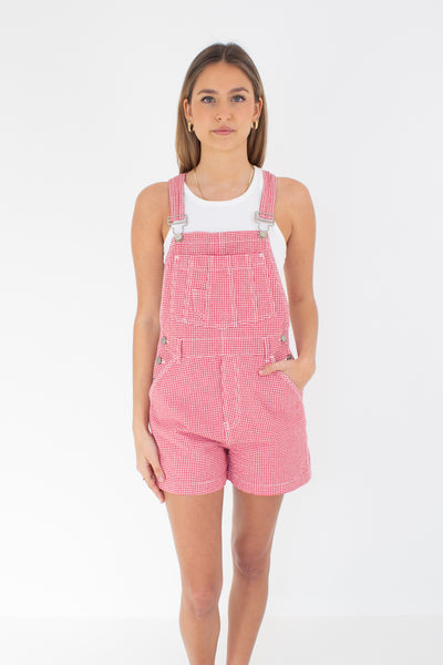 Red & White Gingham Check Overalls - No Boundaries - 4 Sizes XS, S, M & L