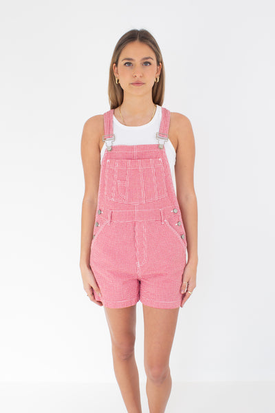 Red & White Gingham Check Overalls - No Boundaries - 4 Sizes XS, S, M & L