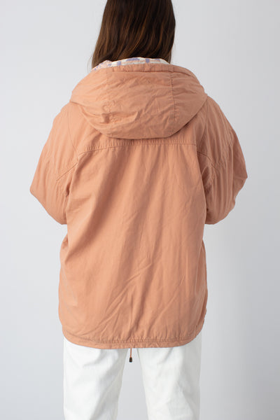 Reversible Peach Print Hooded Jacket - Free Size