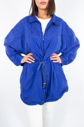 Royal Blue Silk Jacket - Free Size