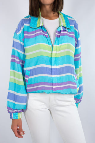 Silk Stripe Bomber Jacket - Free Size