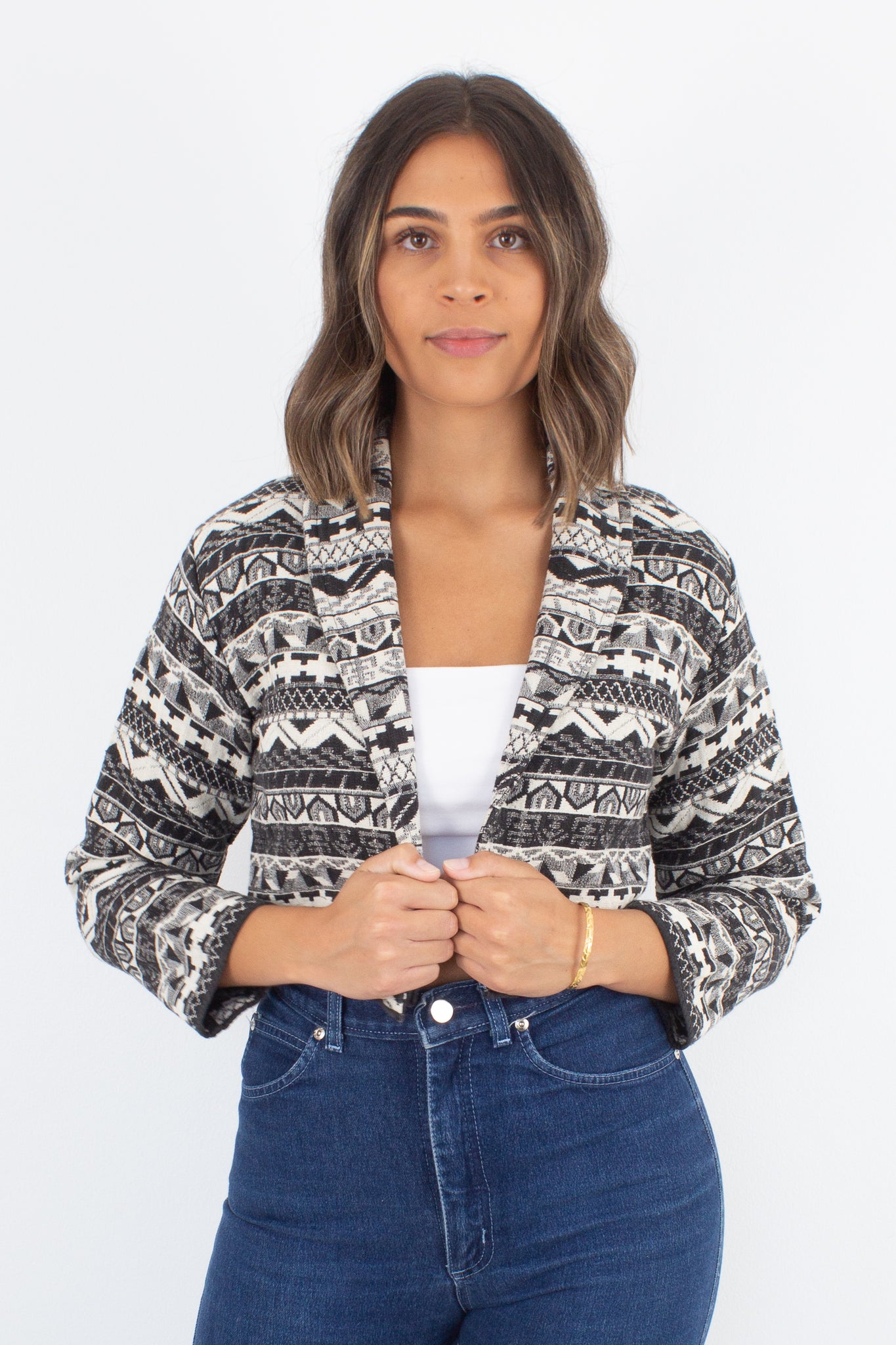 Southwestern Cropped Cotton Jacket - Size S