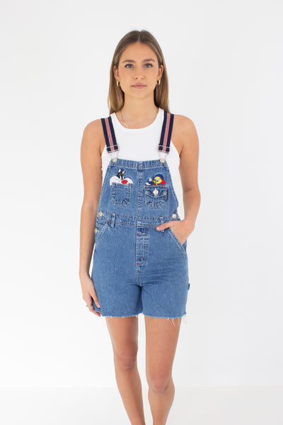 Tweety Bird Short Blue Denim Overalls - Size XXS
