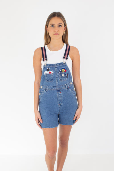Tweety Bird Short Blue Denim Overalls - Size XXS