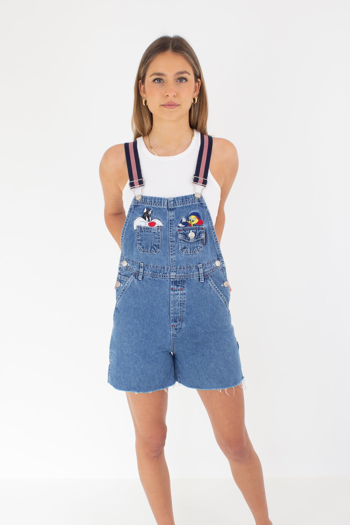 Tweety Bird Short Blue Denim Overalls - Size XXS