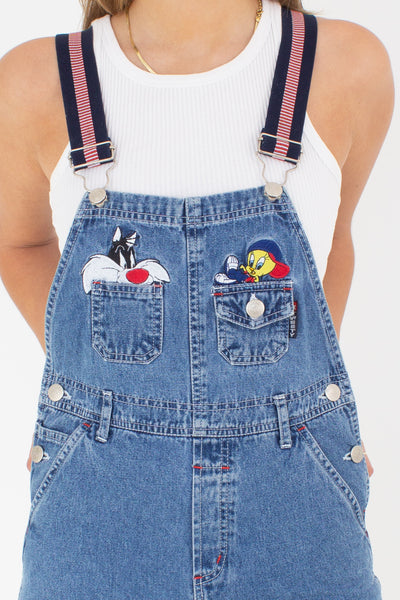 Tweety Bird Short Blue Denim Overalls - Size XXS