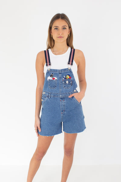 Tweety Bird Short Blue Denim Overalls - Size XXS