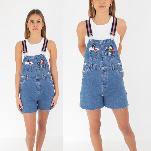 Tweety Bird Short Blue Denim Overalls - Size XXS