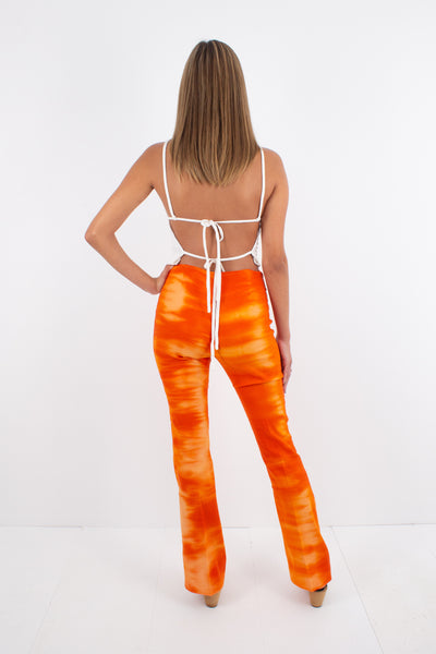 Y2K Tie Dye Bright Orange Pants - Bootcut Leg - NWT - 2 Sizes XS/S & S/M