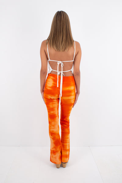 Y2K Tie Dye Bright Orange Pants - Bootcut Leg - NWT - 2 Sizes XS/S & S/M
