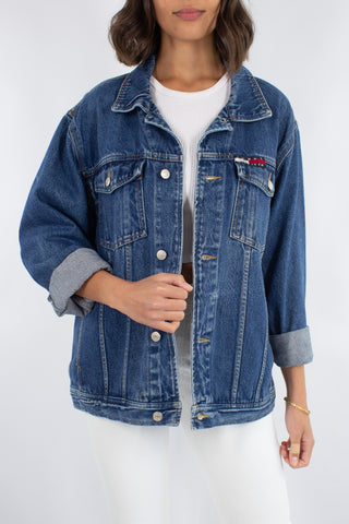 Tommy Hilfiger Unisex Denim Jacket in Dark Blue - Free Size