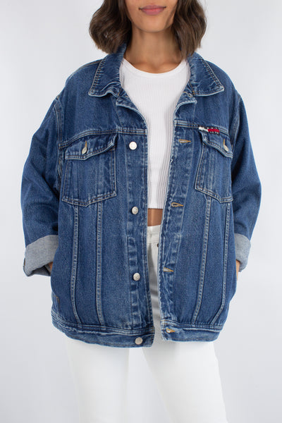 Tommy Hilfiger Unisex Denim Jacket in Dark Blue - Free Size