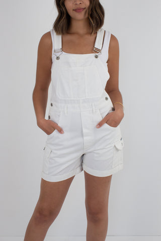 White Denim Overalls - Size S