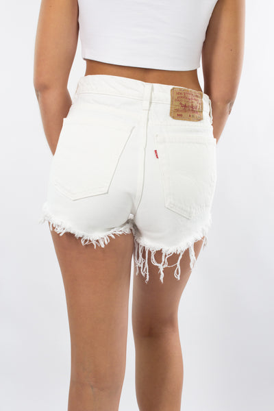 White Levis Denim Shorts - 505 Red Tab - Size M / 10 / 28"