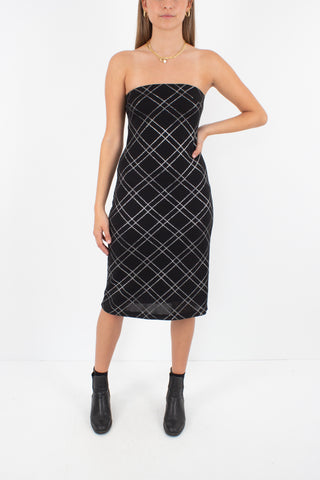 90s / Y2K Strapless Tube Midi Dress - Size S/M