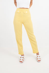 Yellow & White Gingham Check Pants - High Waist - 2 Sizes XS & M