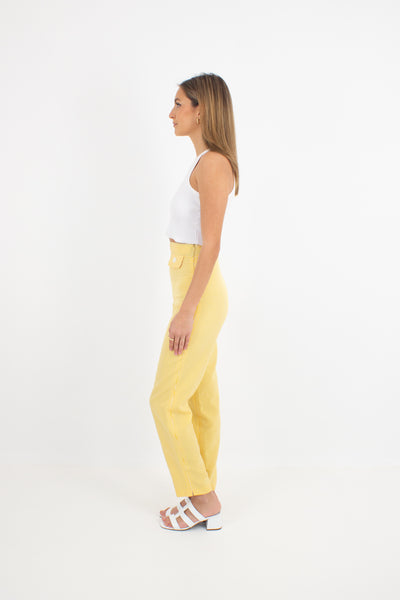 Yellow & White Gingham Check Pants - High Waist - 2 Sizes XS & M