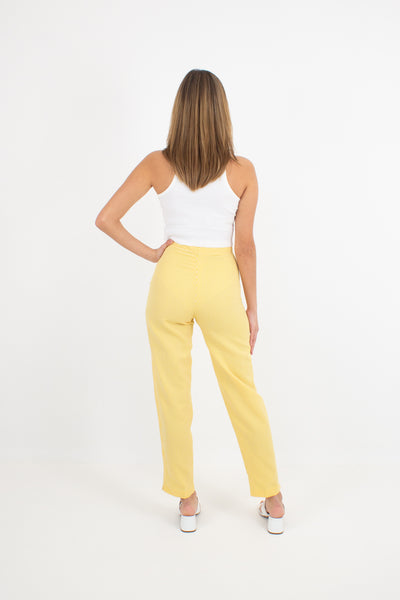 Yellow & White Gingham Check Pants - High Waist - 2 Sizes XS & M