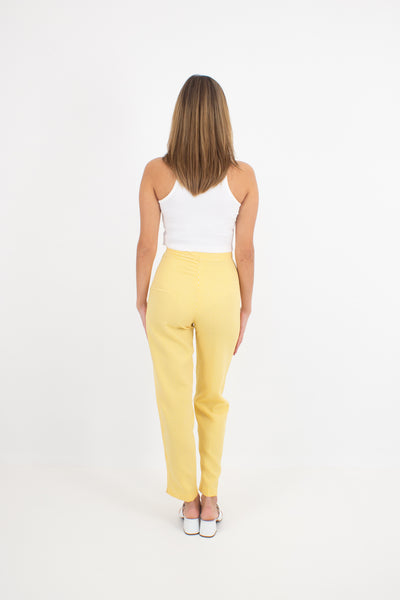 Yellow & White Gingham Check Pants - High Waist - 2 Sizes XS & M